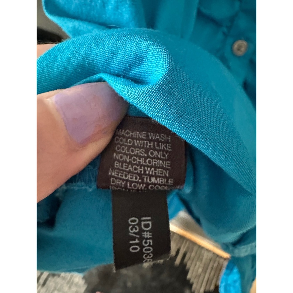 Express Studio Womens Turquoise Blue Ruffle Front‎ Sleeveless Blouse Size M - Picture 9 of 9